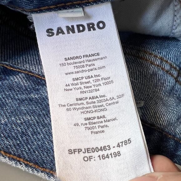 Sandro High Rise Straight Leg Medium Wash Jeans Size FR36 - Picture 7 of 8